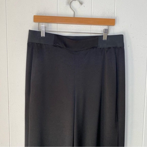 Alice + Olivia Black Wide Leg Dress Pants Size 8 Satin Stretch Waist Altered * - Picture 3 of 15
